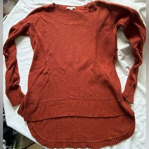 Madewell Women's Size Small Rust High Low Hem Crew Neck Sweater